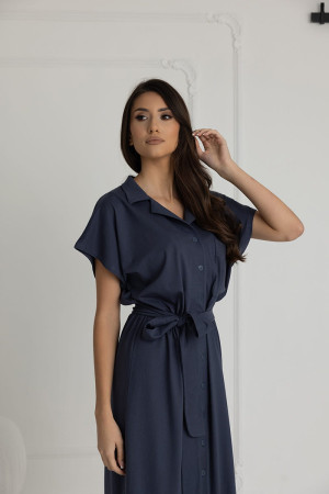 Długa koszula nocna na guziki Ingrid/ Deep Blue - Dolce Sonno