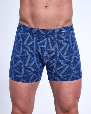 Bokserki męskie bawełniane Prime w kratkę jeans | Cornette 904/122