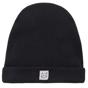 Czarna czapka dziecięca beanie z prążkowanej bawełny - Tres Bien Pinokio