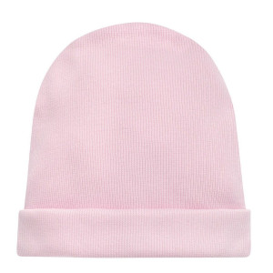 Czapka dziecięca beanie z prążkowanej bawełny różowa - Dasiy Pinokio