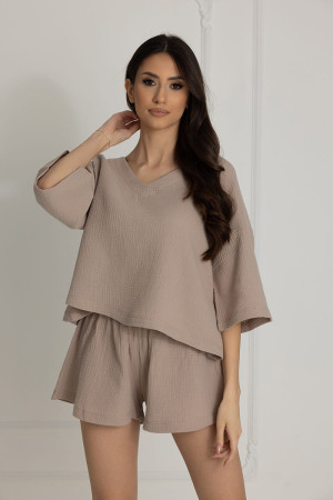 Piżama muślinowa damska Alice / Mocca - Dolce Sonno