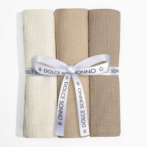 Zestaw 3szt Pieluszek Muślinowych 60 x 70 cm 100% Bawełna Oeko-Tex | Zestaw 1 - Dolce Sonno