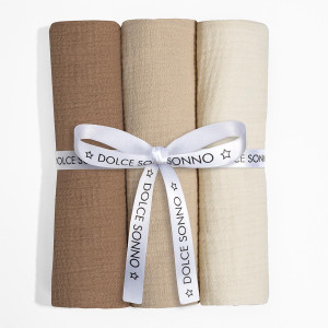 Zestaw 3szt Pieluszek Muślinowych 60 x 70 cm 100% Bawełna Oeko-Tex | Zestaw 2 - Dolce Sonno