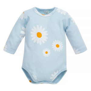 Body z długim rękawem niebieskie w stokrotki - Daisy | Pinokio