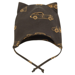 Czapka bawełniana dla niemowląt wiazana pod brodą - Old Cars | Pinokio