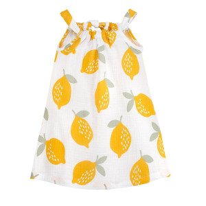 Sukienka muślinowa ecru w cytryny - Muslin Lemons | Pinokio