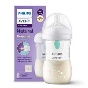 Butelka do karmienia, antykolkowa Philips Avent Natural Responsywna Dekor 260ml + smoczek 1m+
