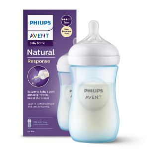 Butelka do karmienia Philips Avent Natural Responsywna 260ml - Niebieska ze smoczkiem 1m+