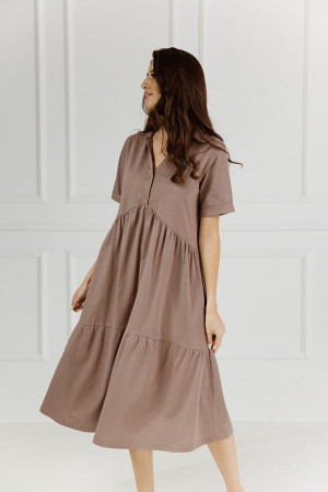 Długa koszula nocna Veria/ Taupe - Dolce Sonno