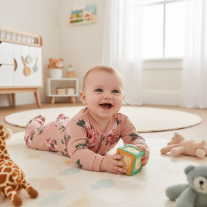 Pajac niemowlęcy z falbanką Róże Fluid - Dolce Sonno