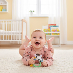 Body kopertowe niemowlęce z długim rękawem Funny Zebra Blush - Dolce Sonno