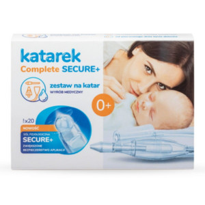 Aspirator do oczyszczania noska dla niemowląt Katarek Complete Secure + | 20 ampułek po 5ml NaCL 0,9%