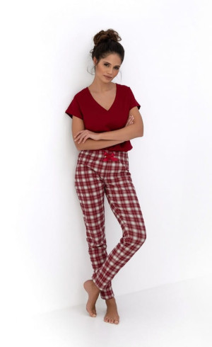 Bawełniana piżama damska Alivia z długimi spodniami w kratkę Sensis