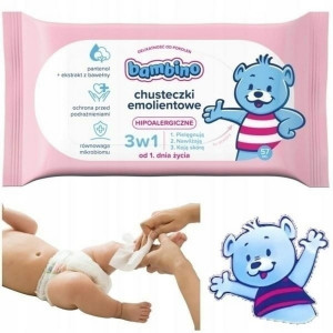 Chusteczki nawilżane emolientowe 3w1 Bambino 57 szt