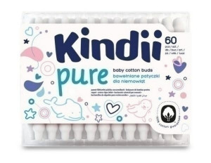 Patyczki bawełniane, higieniczne z ogranicznikiem 60 szt. Kindii Pure