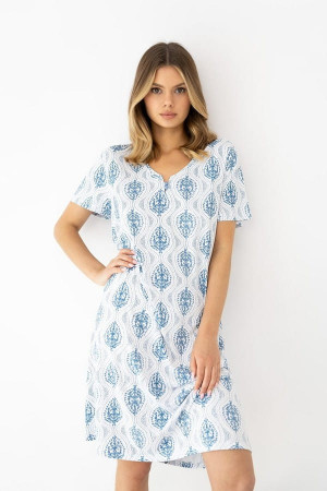 Wiskozowa koszula nocna z krótkim rękawem w niebieskie wzory Jazmin od Sensis