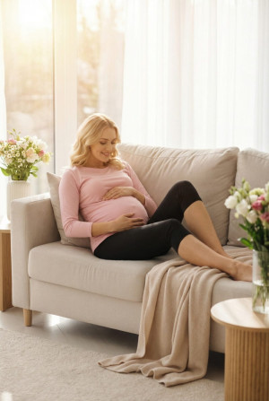 Legginsy ciążowe 3/4 czarne - Dolce Sonno
