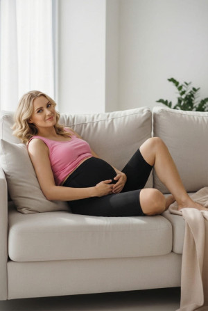 Krótkie legginsy ciążowe czarne - Dolce Sonno