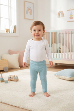 Legginsy niemowlęce z prążka Lulu/ Iceberg - Dolce Sonno