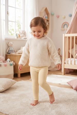 Legginsy niemowlęce z prążka Lulu/ Żółte - Dolce Sonno