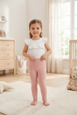 Legginsy niemowlęce z prążka Lulu/ Blush - Dolce Sonno