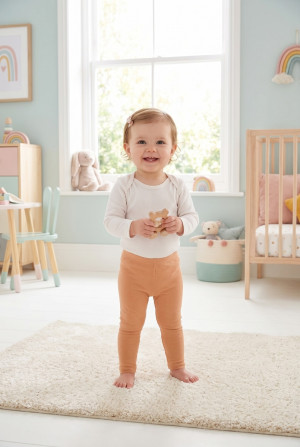 Legginsy niemowlęce z prążka Lulu/ Miodowe - Dolce Sonno