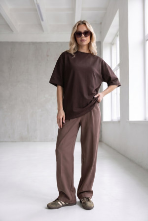 T-SHIRT LINNET OVERSIZE Dark Chocolate - Wualaa Women