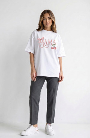 Koszulka Oversize Mama Cherry White – Dolce Sonno
