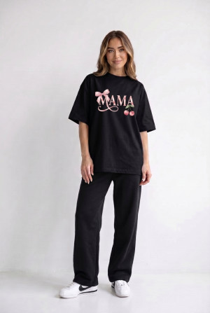 Koszulka Oversize Mama Cherry Black – Dolce Sonno