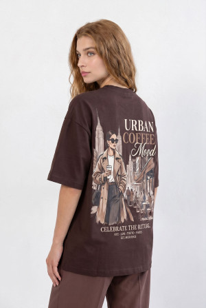 T-shirt Oversize Coffee Mood Dark Chocolate – Wualaa Women