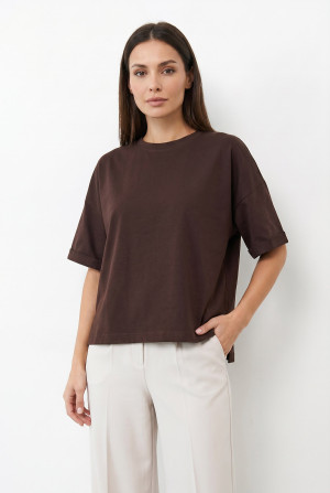 T-SHIRT OPHELIA BOXY-FIT Dark Chocolate - Wualaa Women