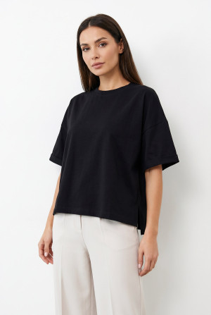 T-SHIRT OPHELIA BOXY-FIT Midnight Black - Wualaa Women