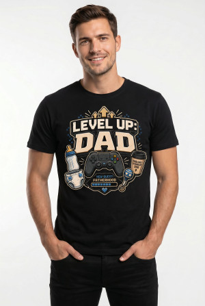 Koszulka dla przyszłego Taty z nadrukiem - LEVEL UP DAD
