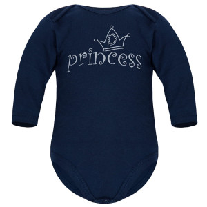 Dziecięce body długi rękaw granatowe - Princess
