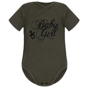 Niemowlęce body KOPERTOWE krótki rękaw Baby Girl khaki
