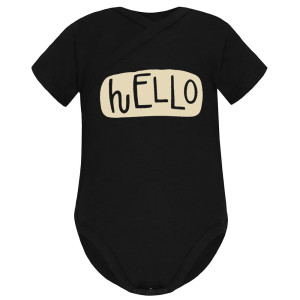 Niemowlęce body KOPERTOWE krótki rękaw Hello czarne