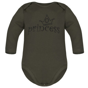 Dziecięce body długi rękaw khaki - Princess