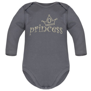 Dziecięce body długi rękaw stalowe - Princess