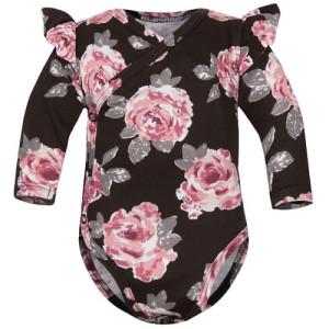 Body kopertowe niemowlęce z długim rękawem Brązowe Róże - Dolce Sonno