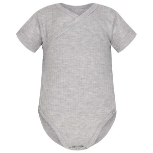 Body kopertowe niemowlęce z krótkim rękawem Szary Prążek - Dolce Sonno