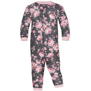 Rampers dla dzieci, Pajacyk bez stópek Kwiaty Grafit Sonno