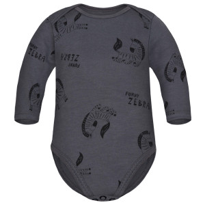 Body z długim rękawem dla dzieci Funny Zebra Grafit - Dolce Sonno