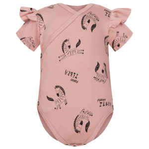 Body kopertowe niemowlęce z krótkim rękawem Funny Zebra Blush - Dolce Sonno