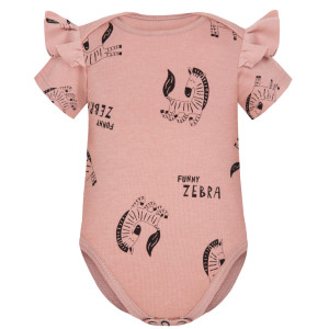 Body dziewczęce z krótkim rękawem Funny Zebra Blush - Dolce Sonno