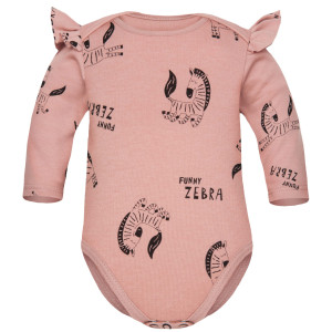 Body dziewczęce z długim rękawem Funny Zebra Blush - Dolce Sonno