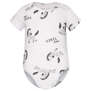Body z krótkim rękawem dla dzieci Funny Zebra Biel - Dolce Sonno