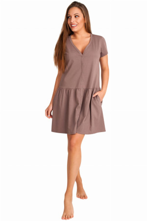 Koszula nocna ciążowa i do karmienia rozpinana Siena/Taupe - Dolce Sonno