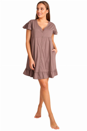 Koszula nocna ciążowa i do karmienia z falbankami Arica/ Taupe - Dolce Sonno