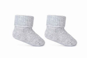 Skarpetki niemowlęce , bezuciskowe, wywijane, prążek, szare - Be Snazzy