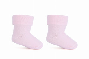 Skarpetki niemowlęce z bawełny organicznej, bezuciskowe wywijane gładkie różowe - Be Snazzy